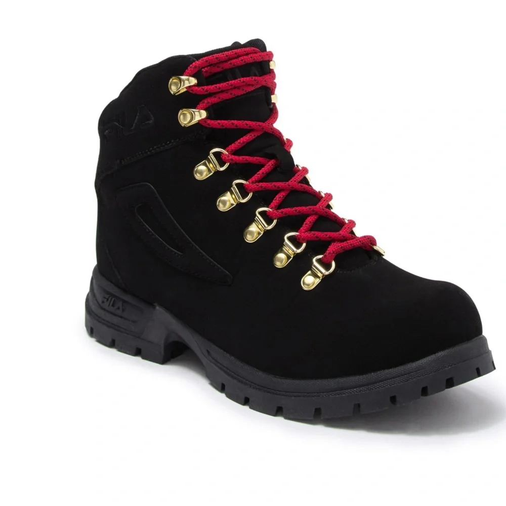Fila Black Diviner FS Red Laced Hiking Boots 10.5 or 12 - Picture 1 of 7